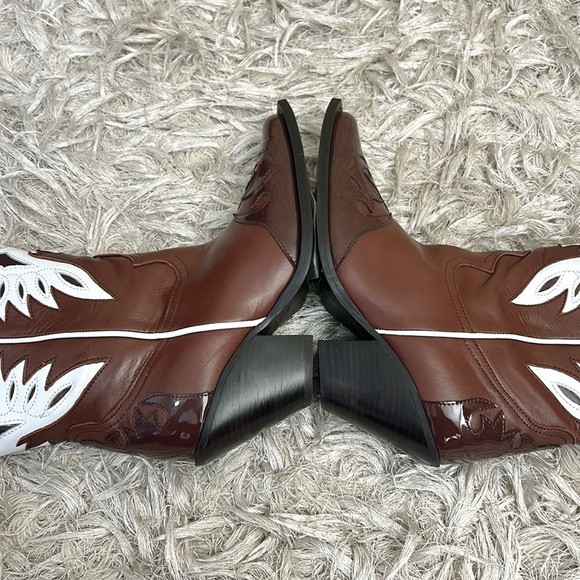 NWOB TORAL Far Brown Leather Knee-High Western Cowboy Boots $591 size 37 US 7 - Picture 12 of 14